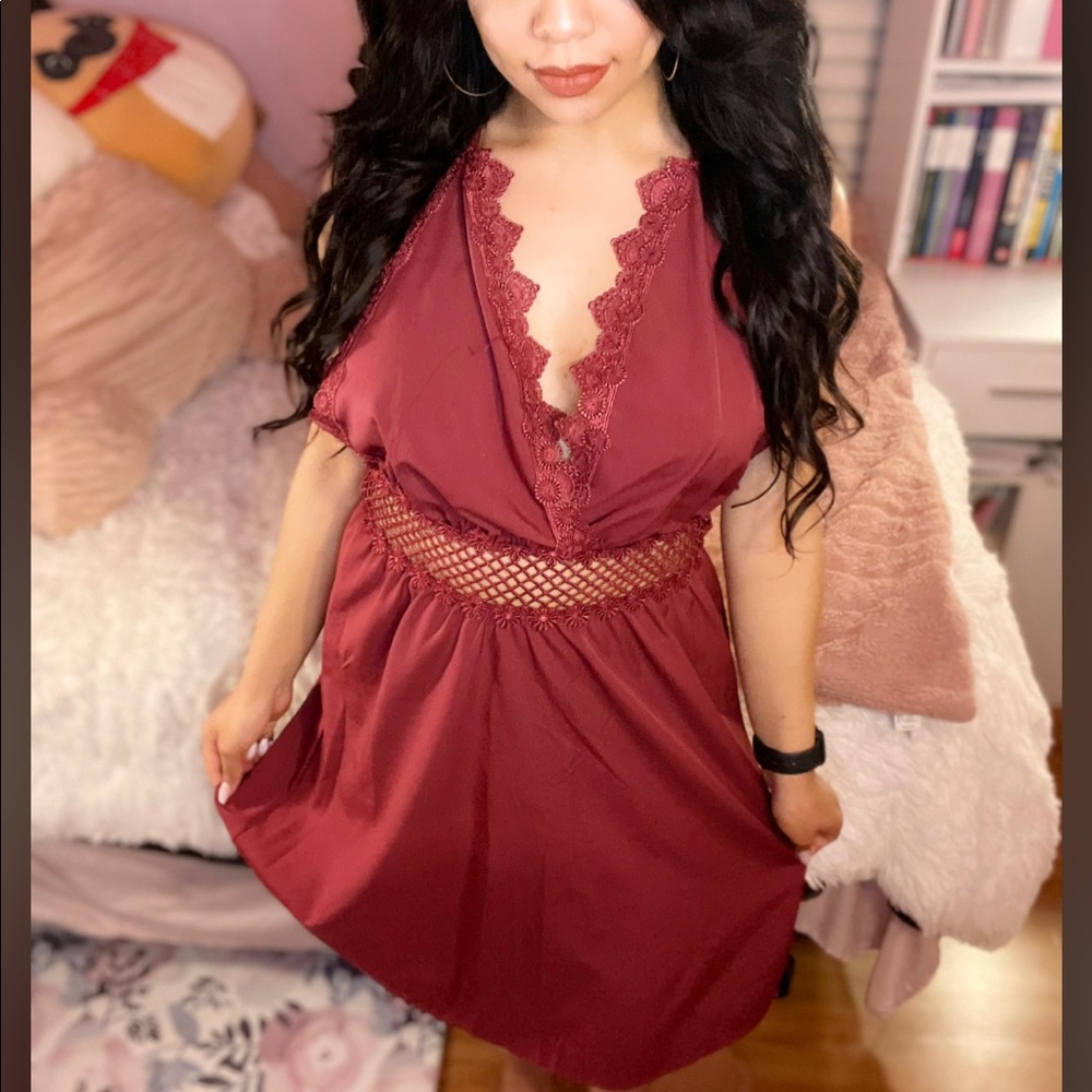 Burgundy sexy dress